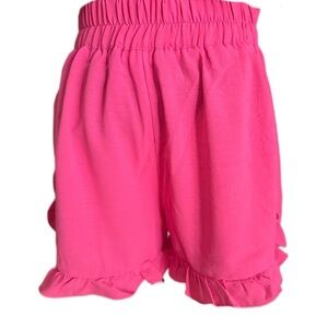 Umgee Pink High Waist Women's Shorts Ruffle trim Oversized Medium